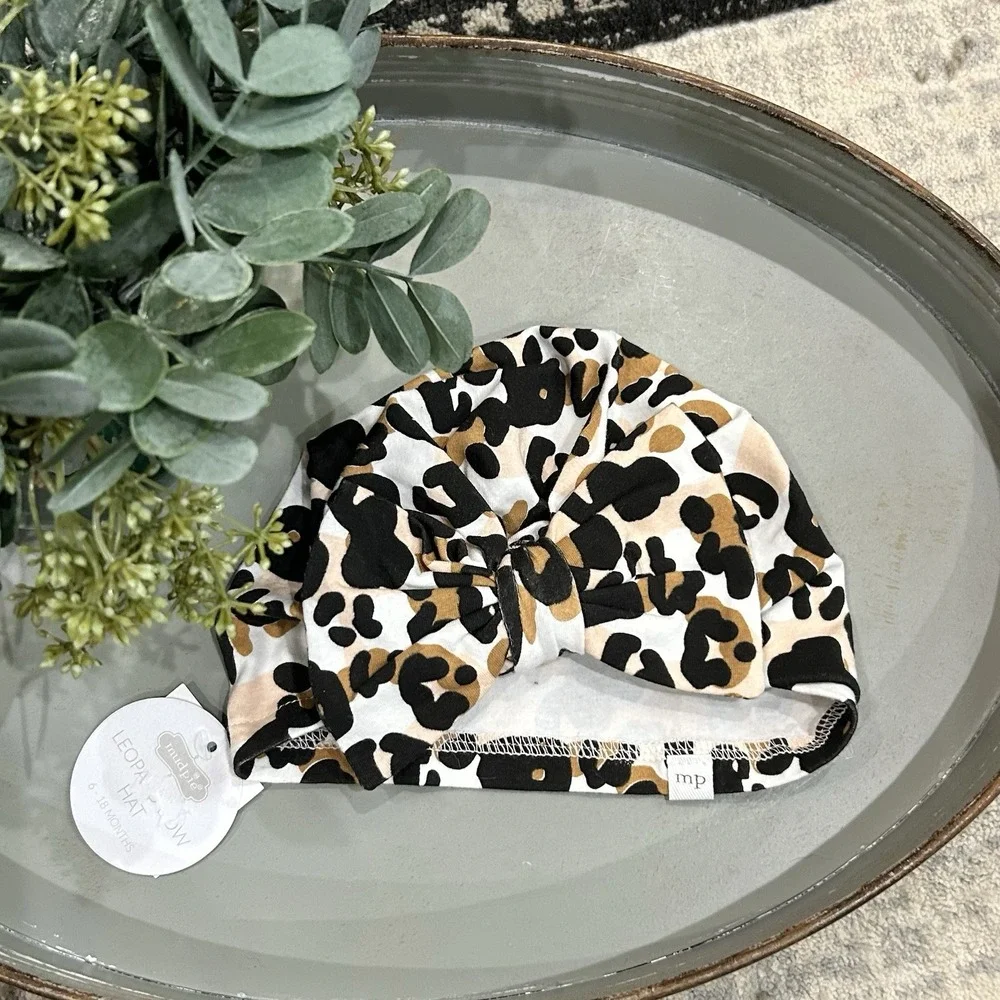 Mudpie Girls Leopard Bow Hat Size‎ 6-18 Months